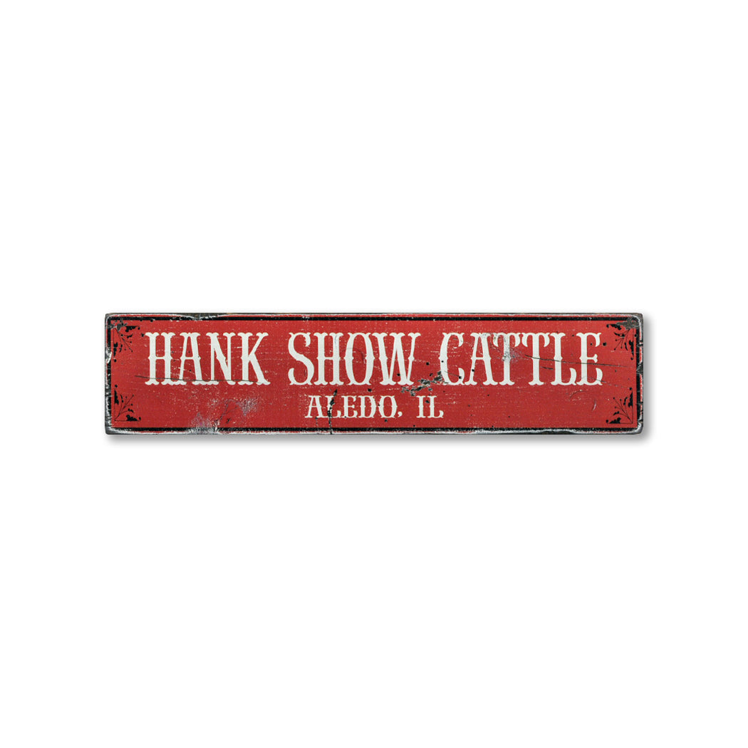 Cattle Ranch City State Rustic Wood Sign