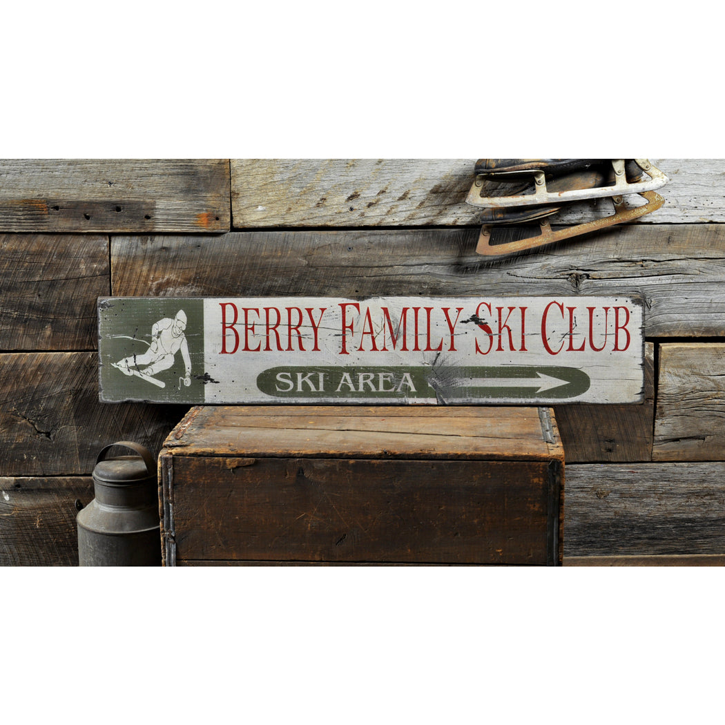 Family Ski Club Rustic Wood Sign