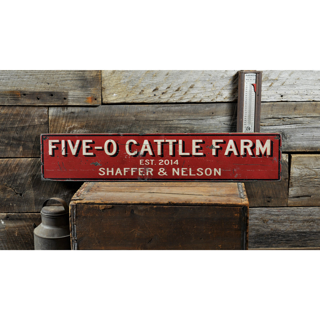 Cattle Farm Est Date Rustic Wood Sign