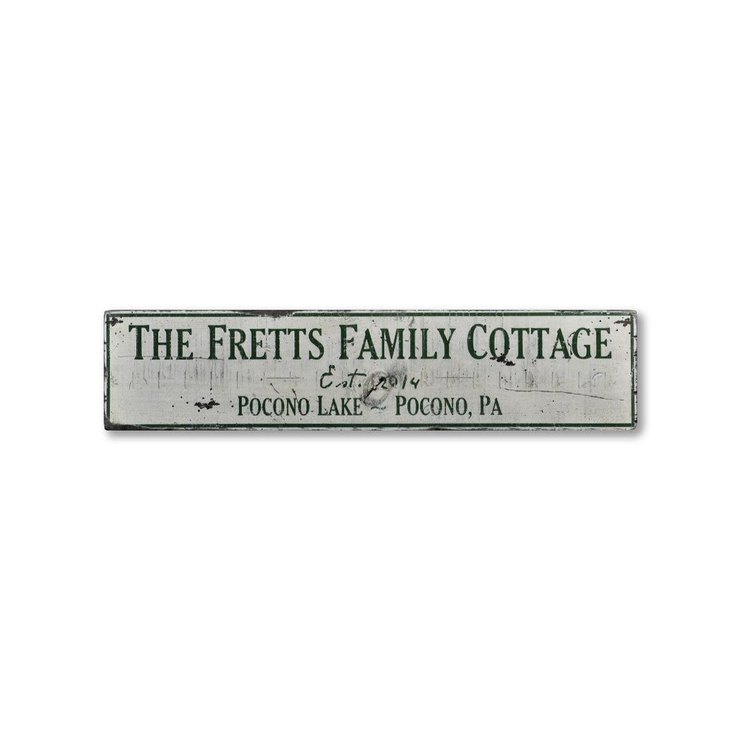 Family Cottage Est Date Rustic Wood Sign