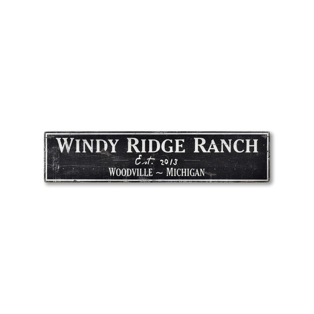 Ranch Est Date City State Rustic Wood Sign