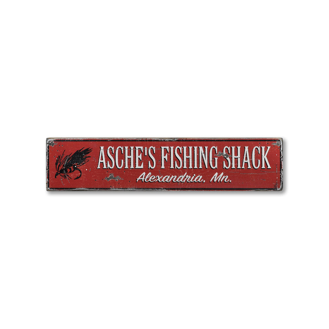 Fishing Shack City State Rustic Wood Sign