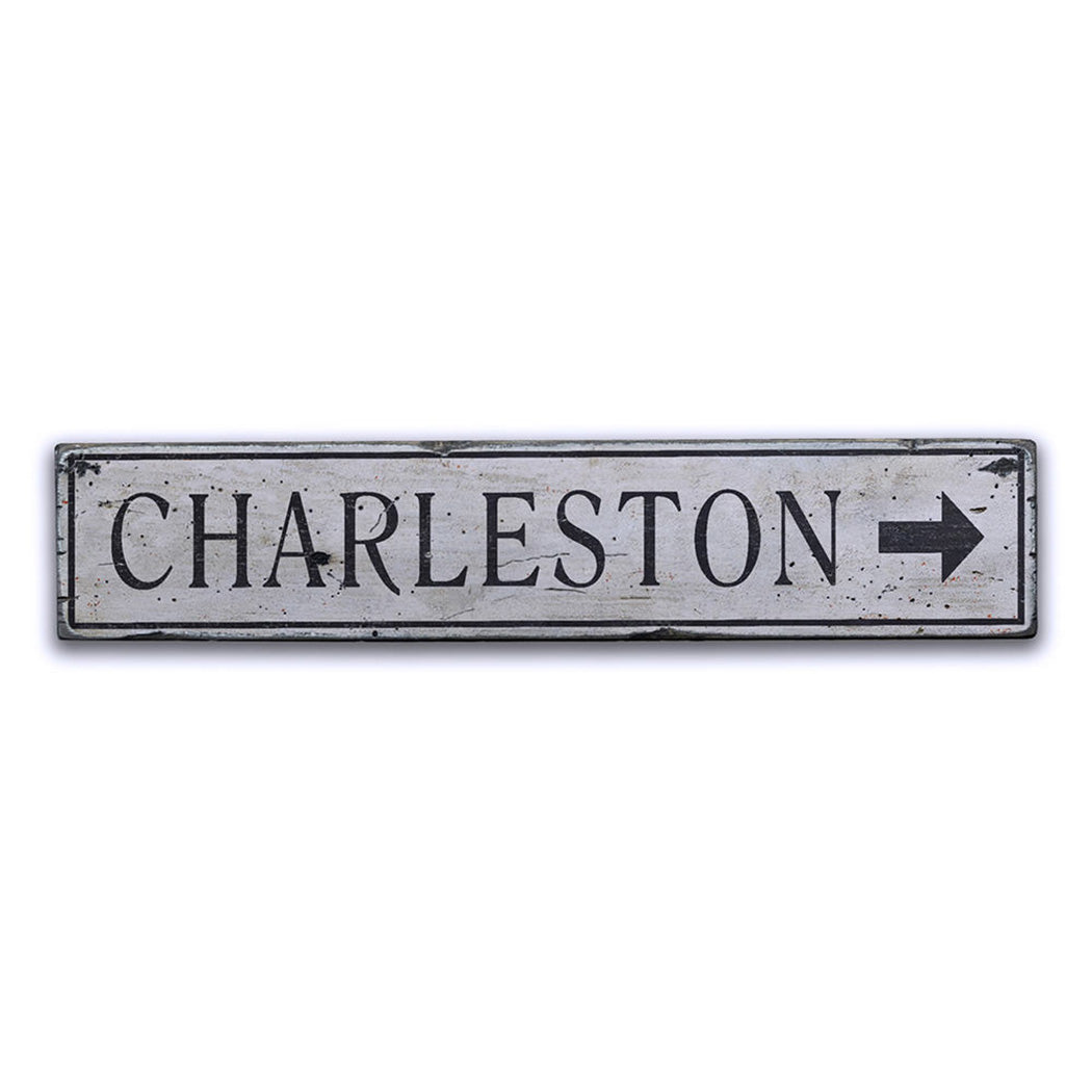 Charleston Directional Rustic Wood Sign