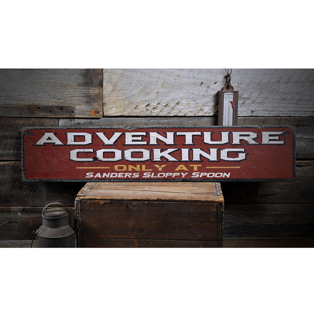 Adventure Cooking Rustic Wood Sign