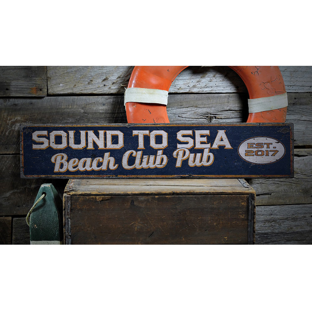 Beach Club Rustic Wood Sign