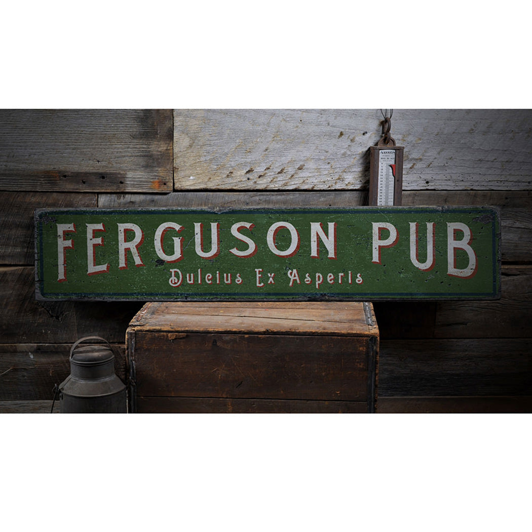 Family Pub Rustic Wood Sign