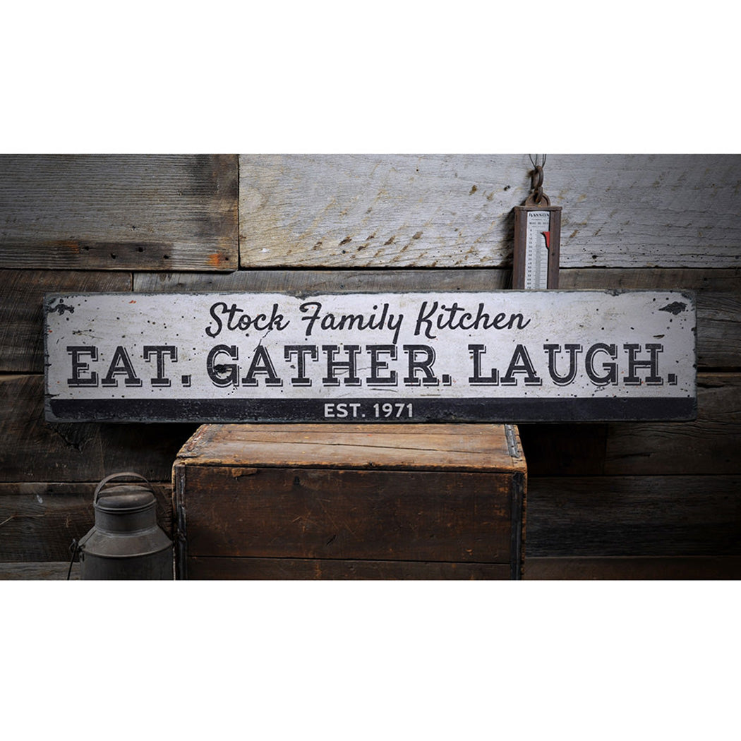 Eat Gather Laugh Rustic Wood Sign