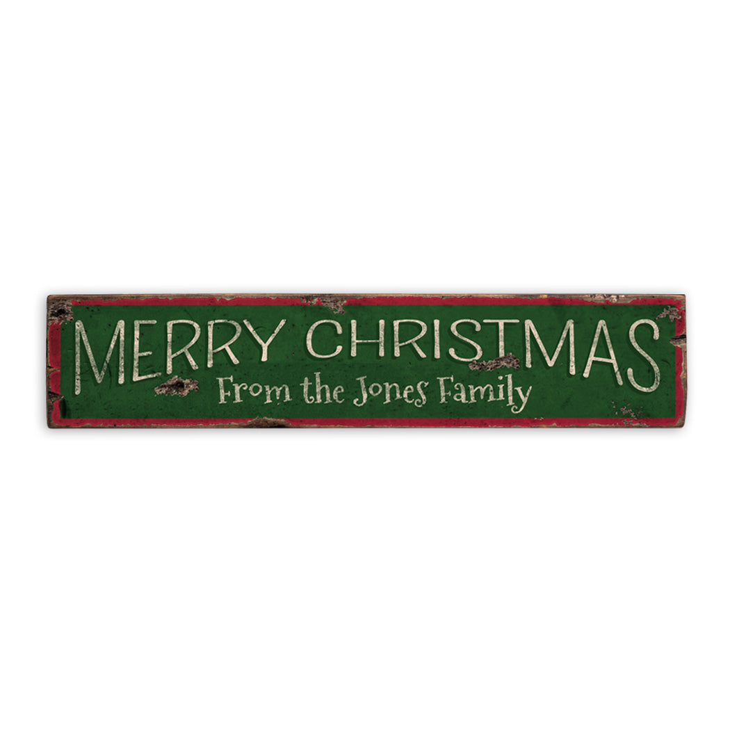 Christmas Family Name Rustic Wood Sign