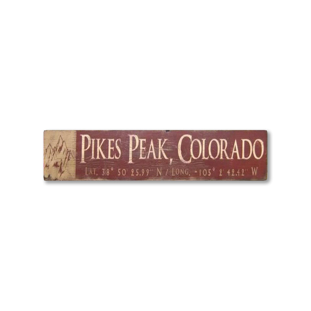 Pikes Peak Rustic Wood Sign