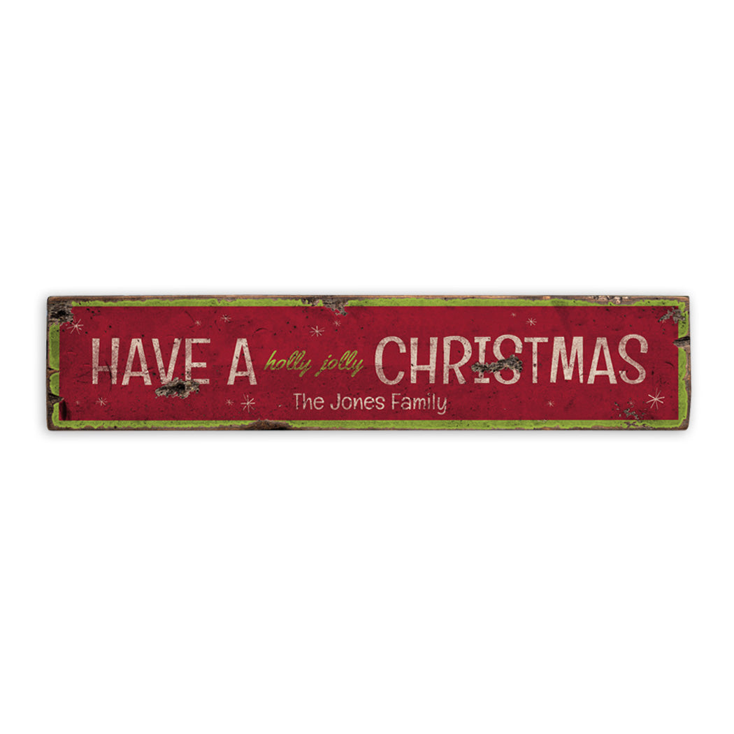 Holly Jolly Christmas Rustic Wood Sign