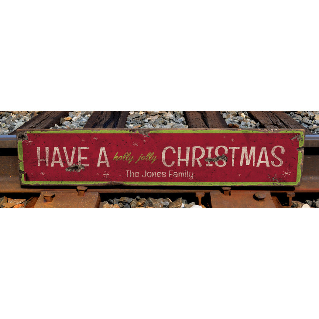 Holly Jolly Christmas Rustic Wood Sign