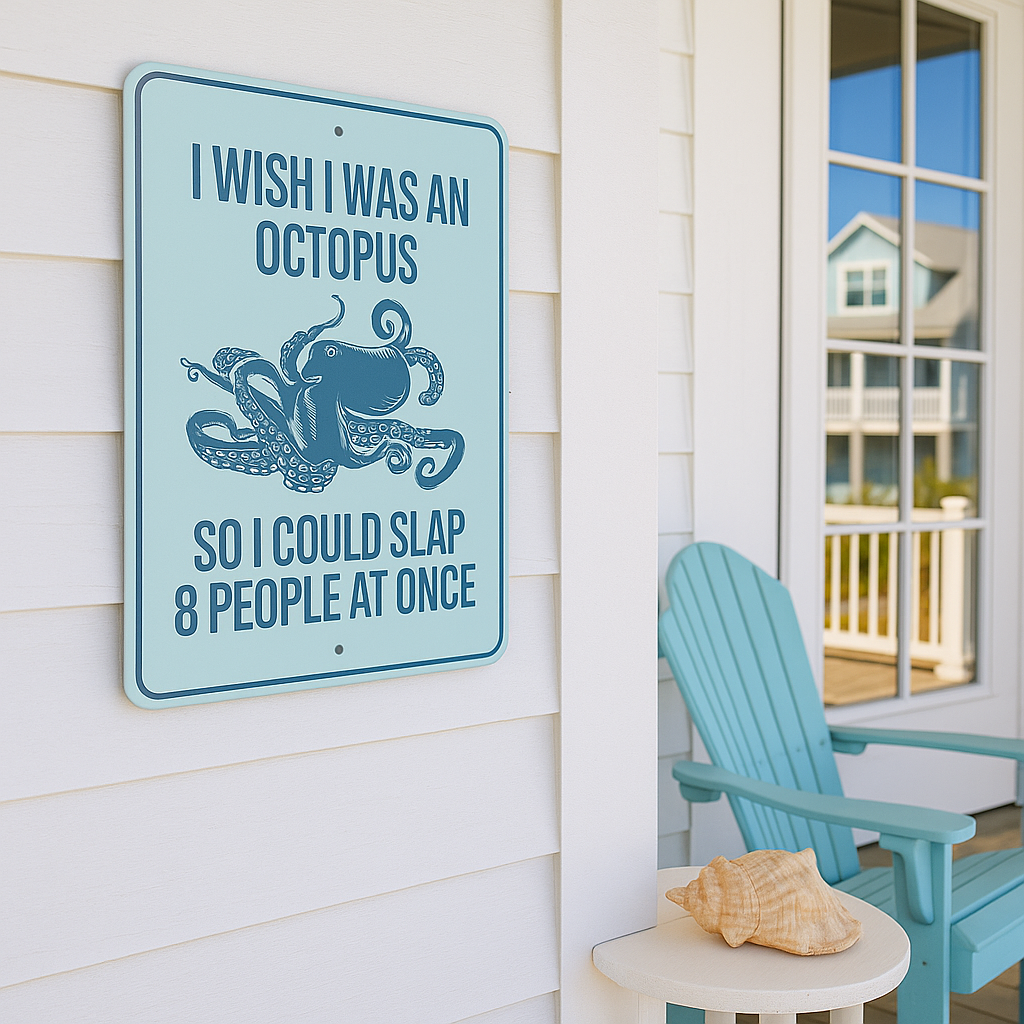 I Wish I was an Octopus Funny Beach House Sign