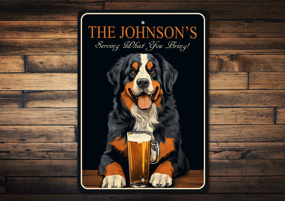Bernese Mountain Dog Custom Serving What You Bring Sign