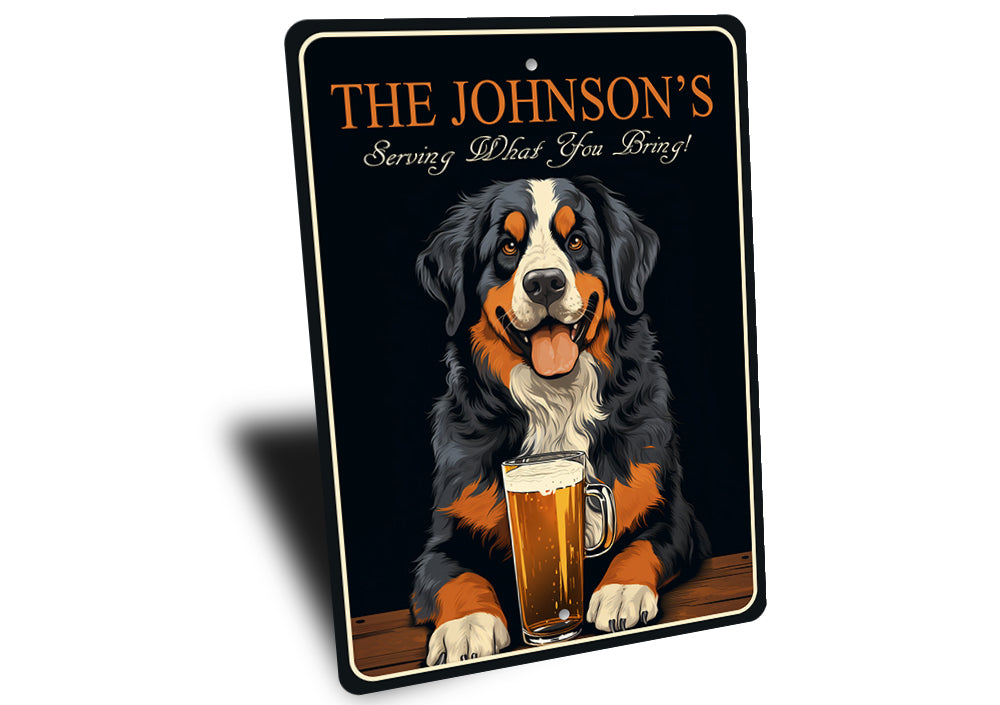 Bernese Mountain Dog Custom Serving What You Bring Sign