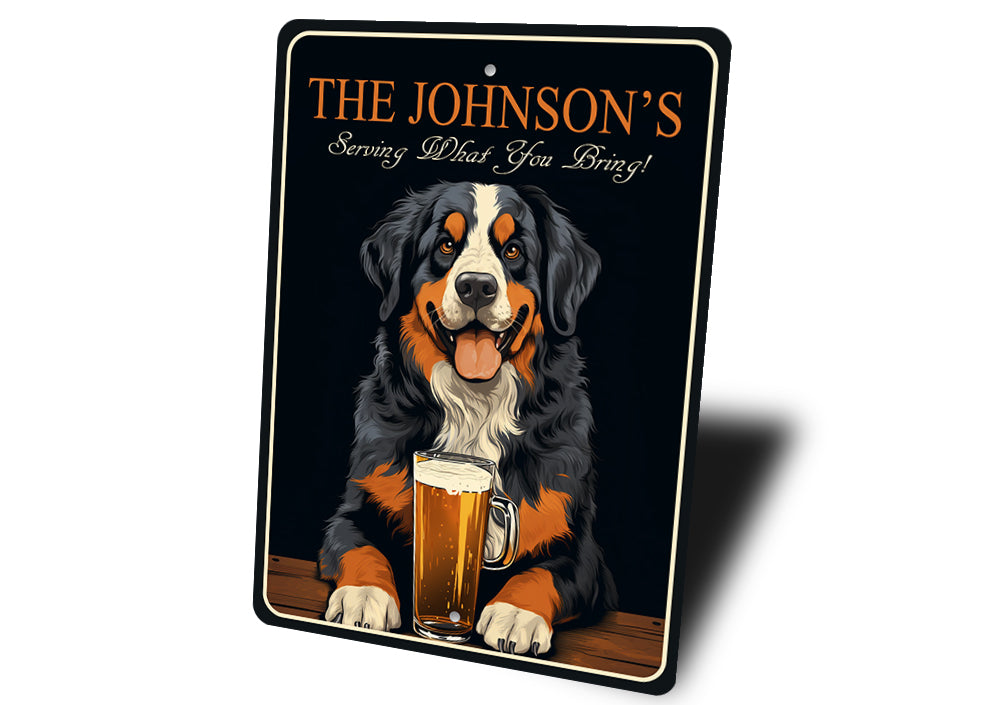 Bernese Mountain Dog Custom Serving What You Bring Sign