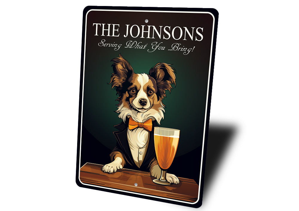 Papillon Dog Custom Serving What You Bring Sign