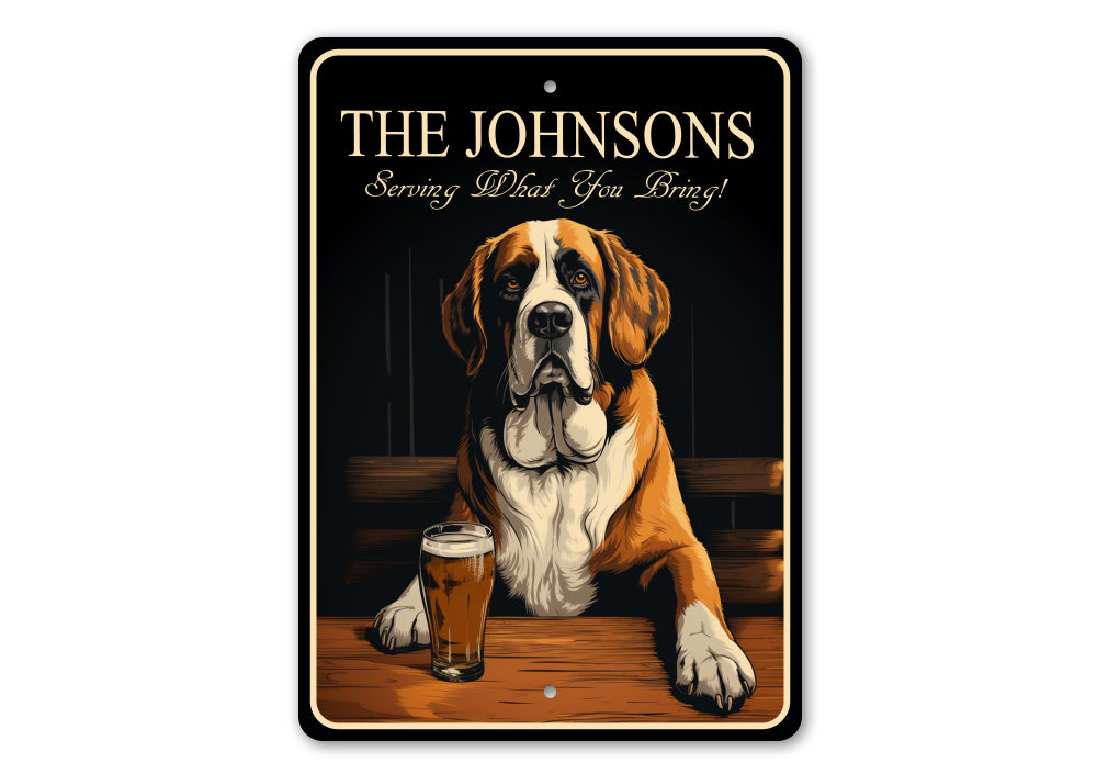 Saint Bernard Custom Serving What You Bring Sign