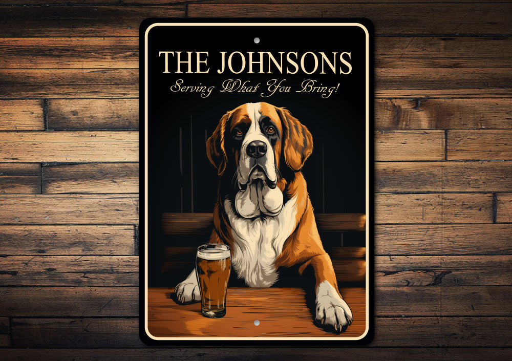 Saint Bernard Custom Serving What You Bring Sign