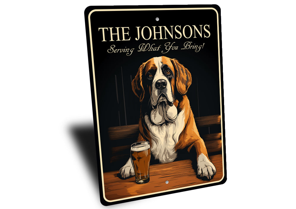 Saint Bernard Custom Serving What You Bring Sign