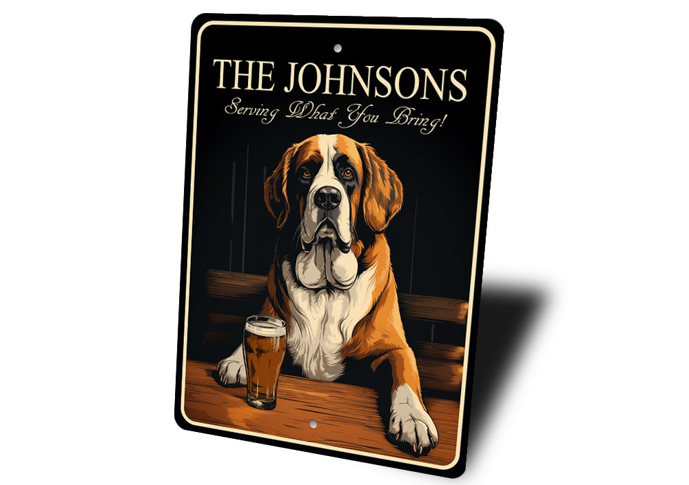 Saint Bernard Custom Serving What You Bring Sign