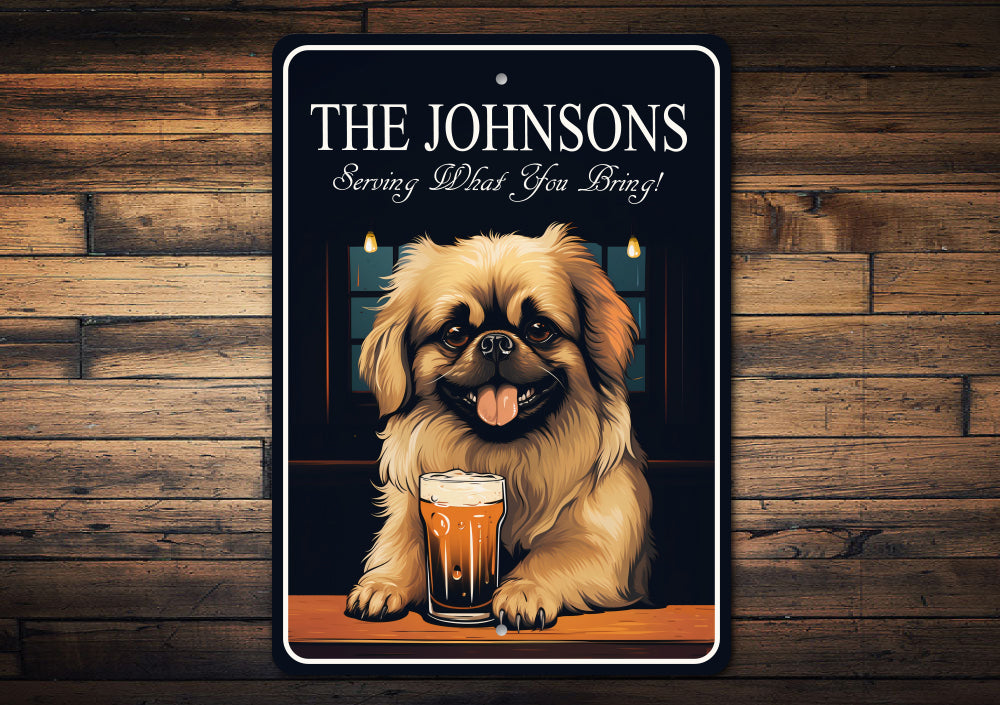Pekingese Dog Custom Serving What You Bring Sign