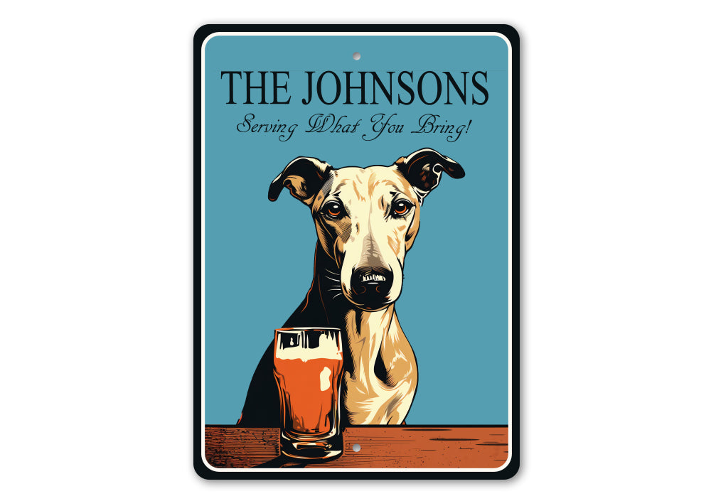 Whippet Dog Custom Serving What You Bring Sign