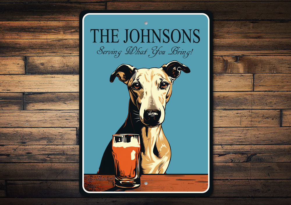 Whippet Dog Custom Serving What You Bring Sign