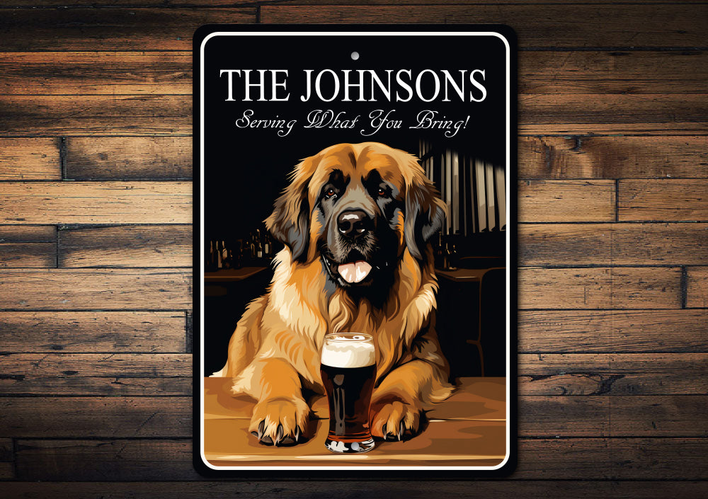 Leonberger Dog Custom Serving What You Bring Sign