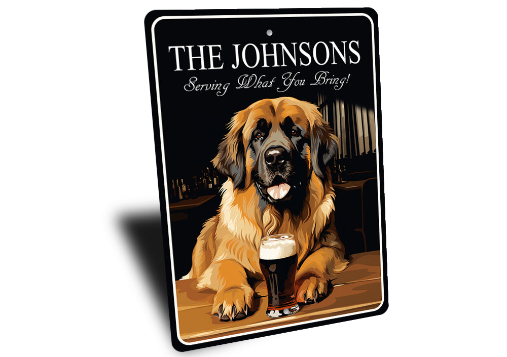 Leonberger Dog Custom Serving What You Bring Sign