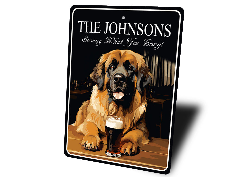 Leonberger Dog Custom Serving What You Bring Sign