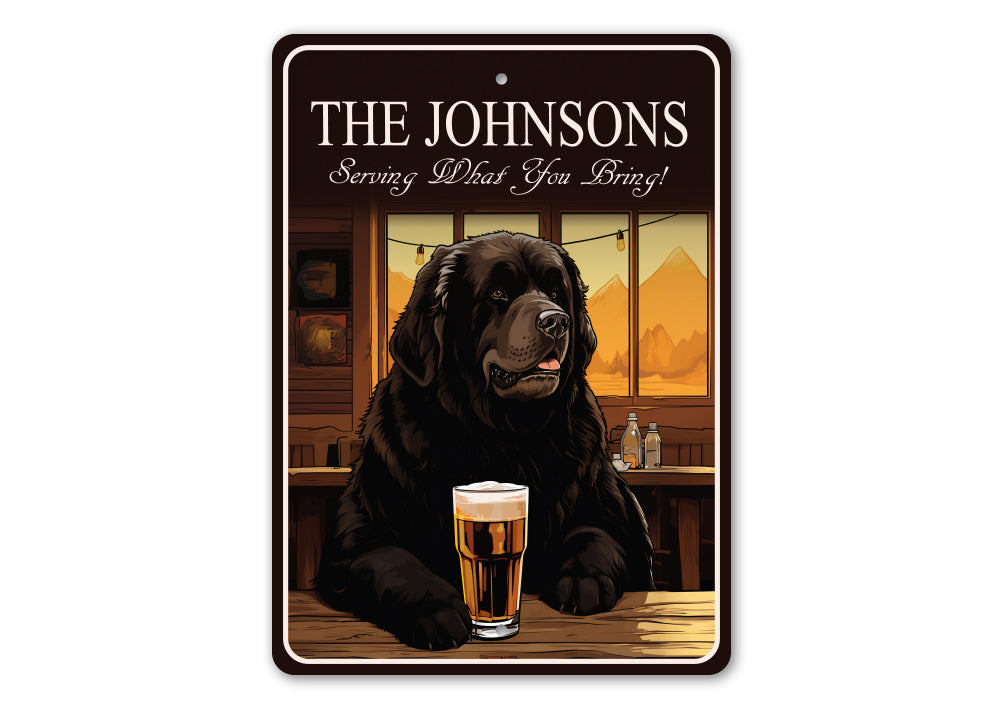 Newfoundland Dog Custom Serving What You Bring Sign