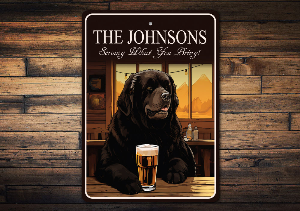 Newfoundland Dog Custom Serving What You Bring Sign