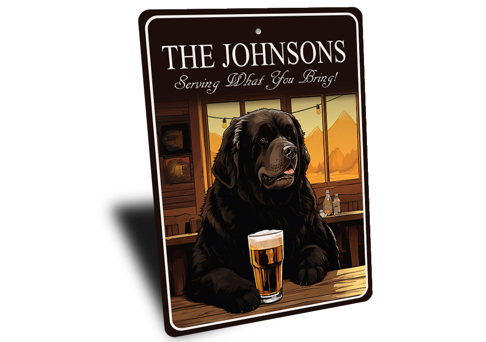Newfoundland Dog Custom Serving What You Bring Sign