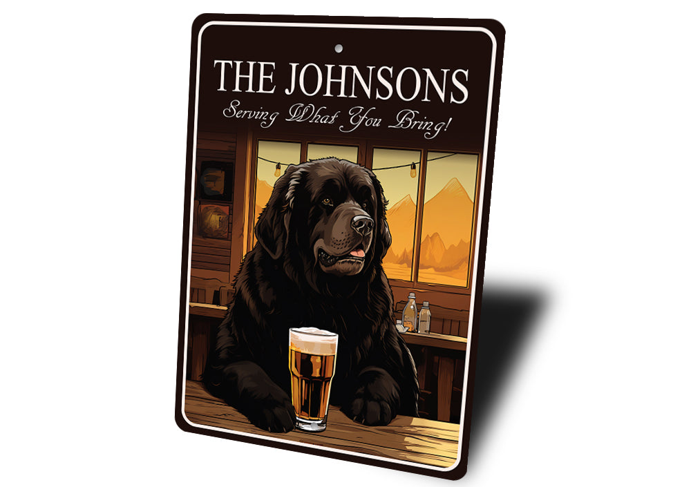Newfoundland Dog Custom Serving What You Bring Sign