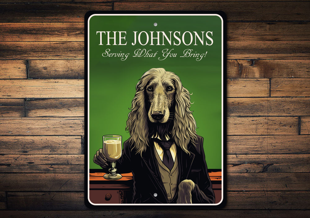 Afghan Hound Dog Custom Serving What You Bring Sign