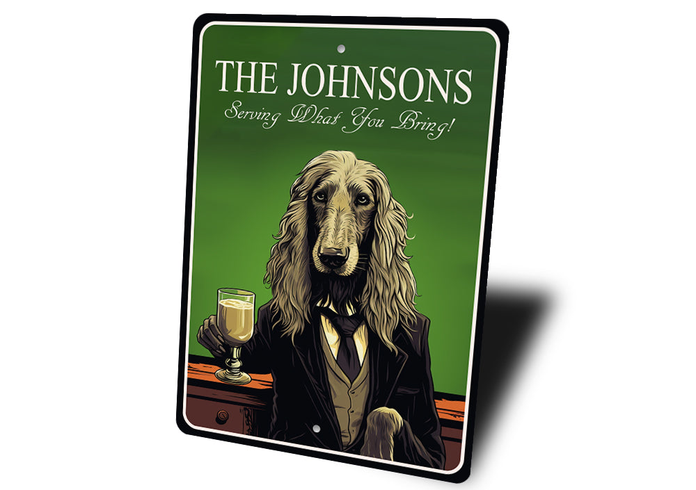 Afghan Hound Dog Custom Serving What You Bring Sign