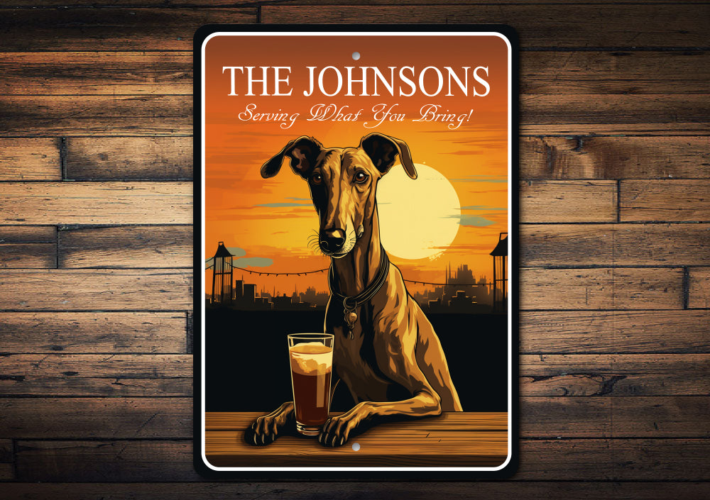 Greyhound Custom Serving What You Bring Sign