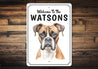 Boxer Dog Welcome To Personalized Sign
