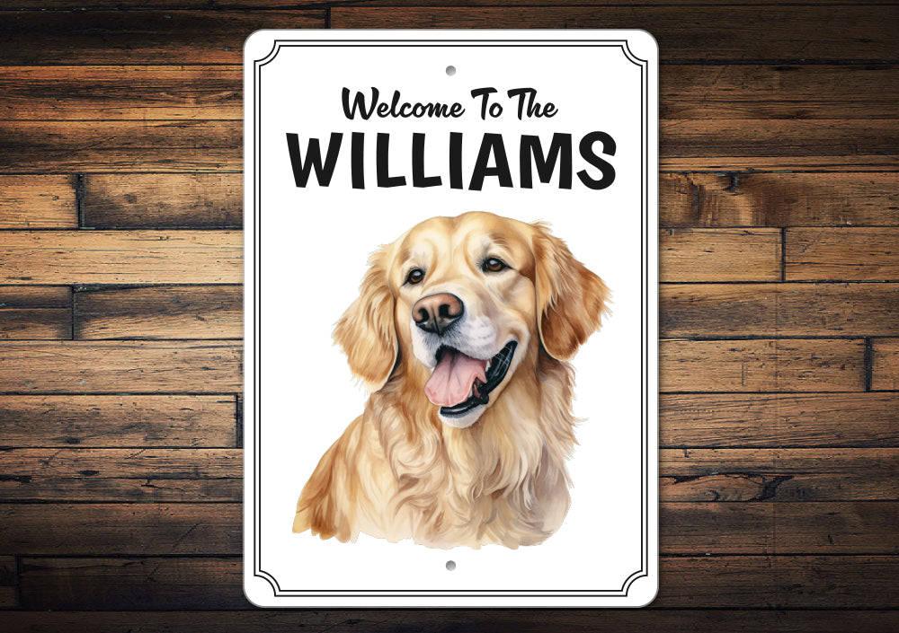 Golden Retriever Welcome To Personalized Sign