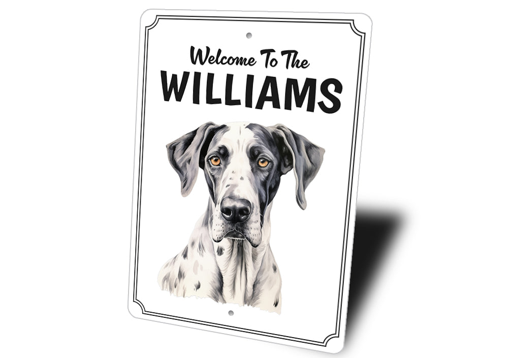 Great Dane Welcome To Personalized Sign