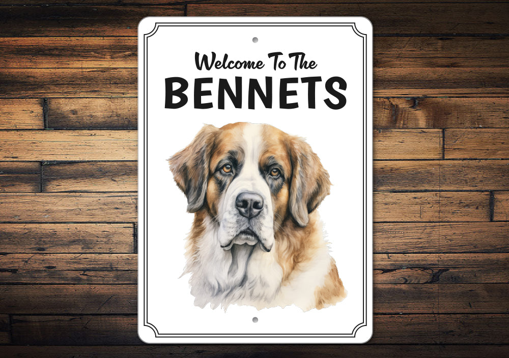 Saint Bernard Welcome To Personalized Sign