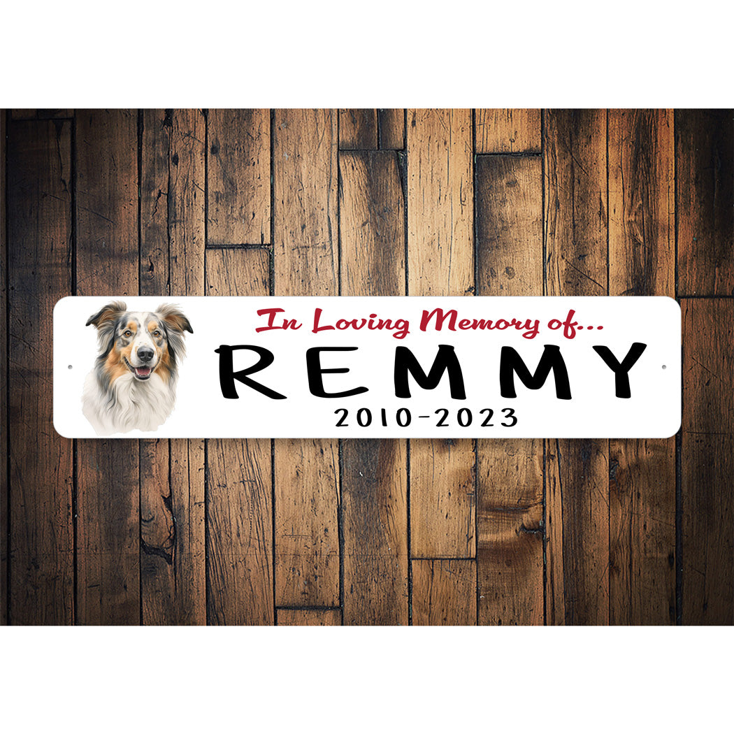 Australian Shepherd In Loving Memory Pet Sign