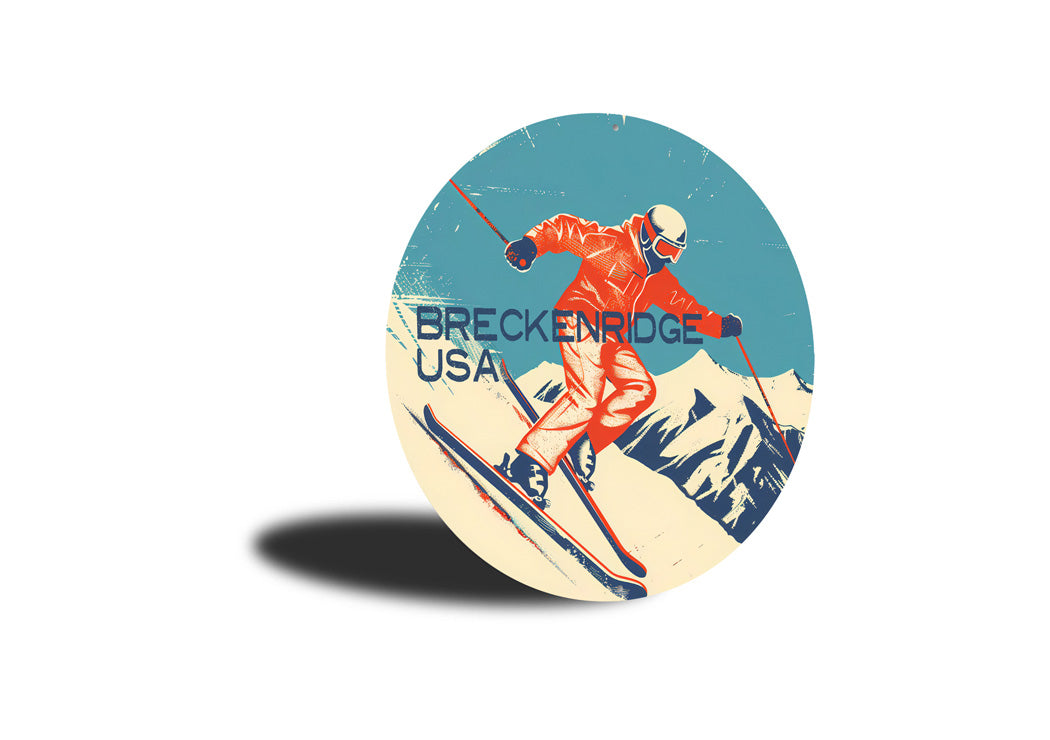 Vintage Breckenridge Skiing Aluminum Wall Sign
