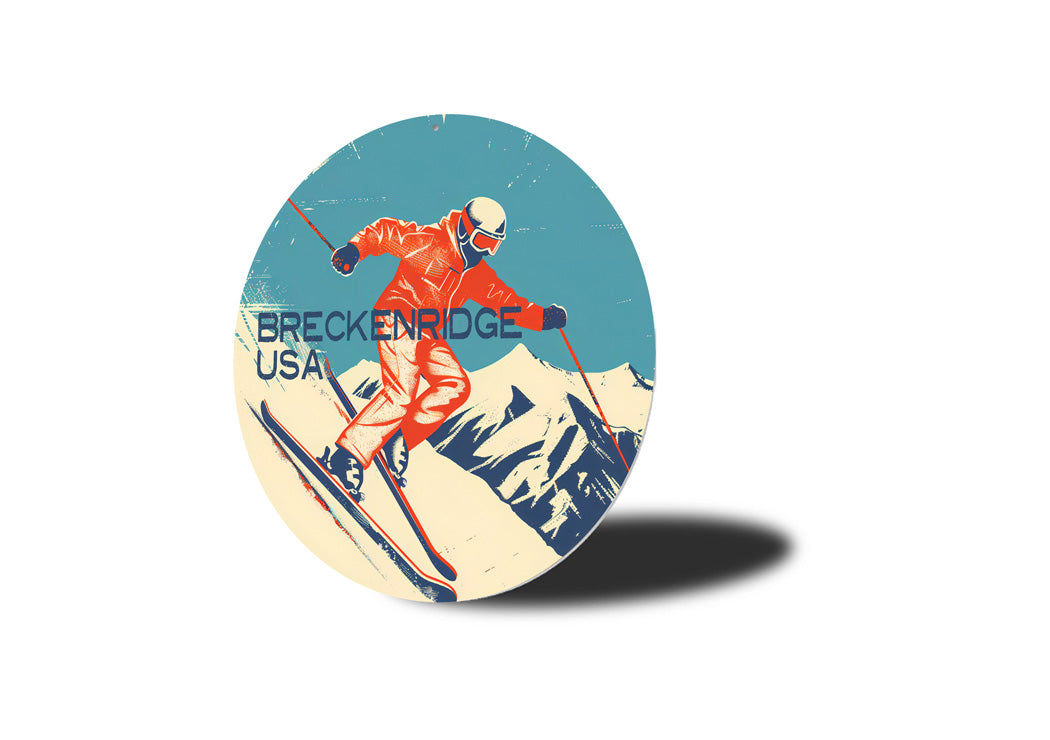 Vintage Breckenridge Skiing Aluminum Wall Sign