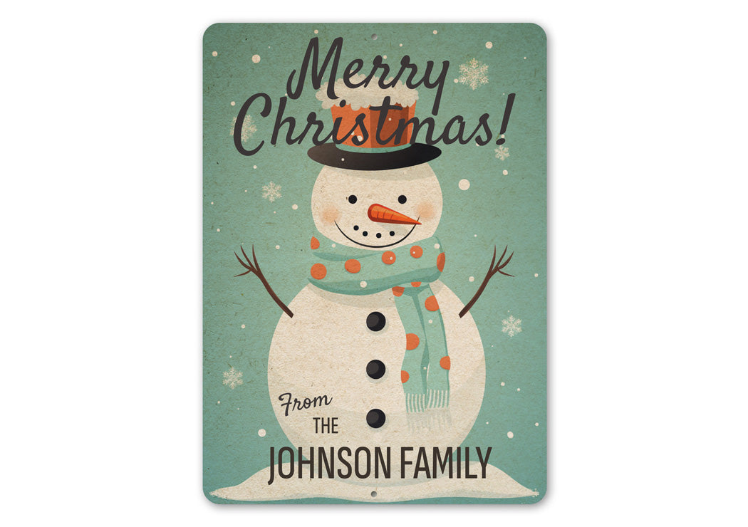 Rustic Merry Christmas Snowman Family Decor Sign