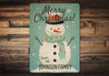 Rustic Merry Christmas Snowman Family Decor Sign