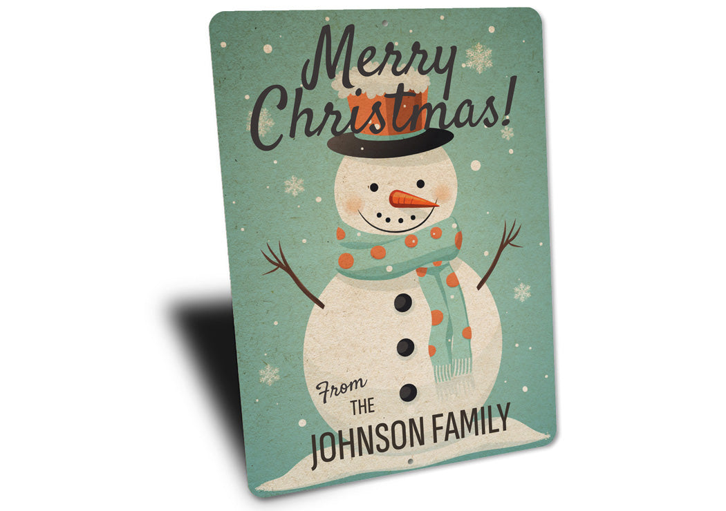 Rustic Merry Christmas Snowman Family Decor Sign
