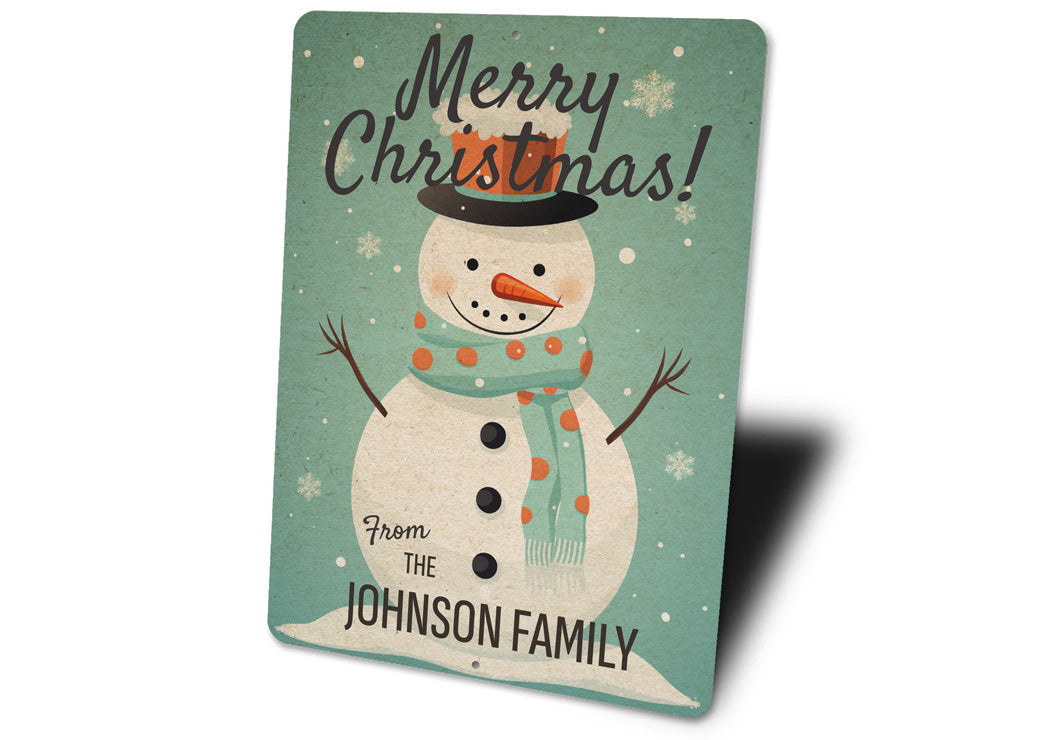 Rustic Merry Christmas Snowman Family Decor Sign