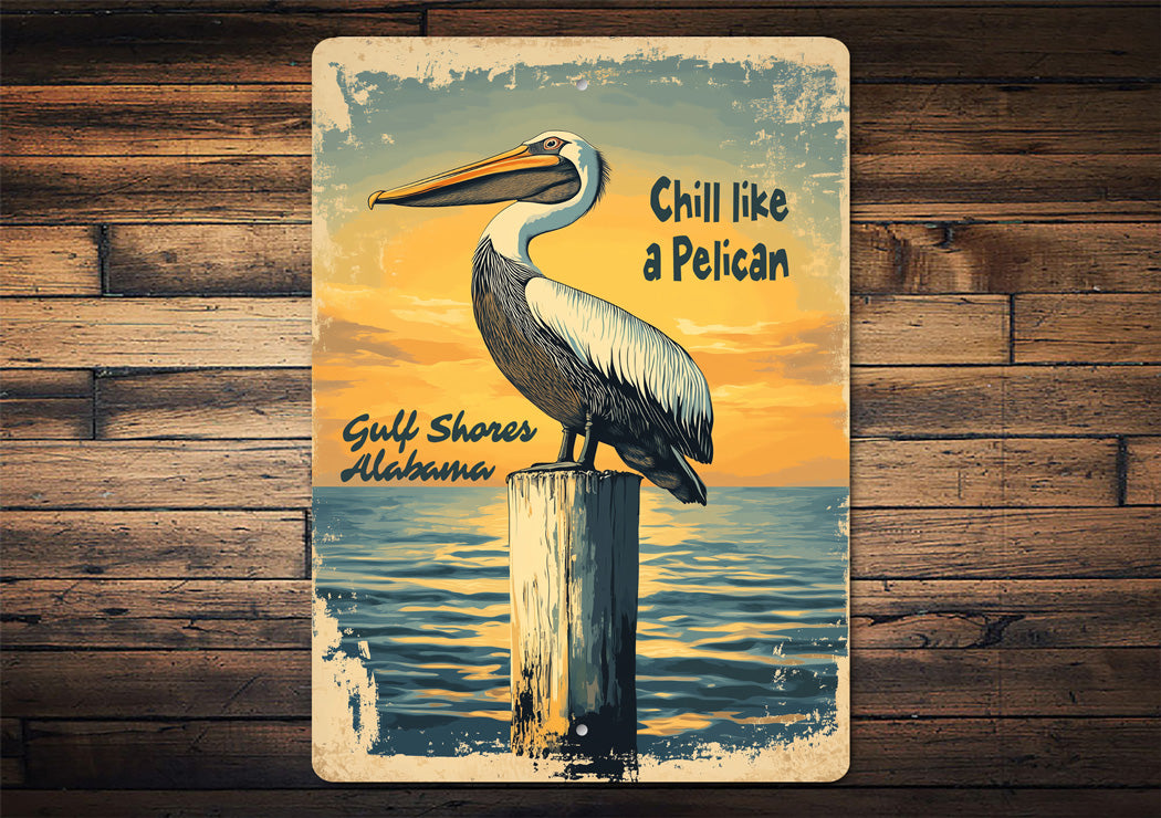 Chill Like A Pelican Gulf Shores Alabama Sign