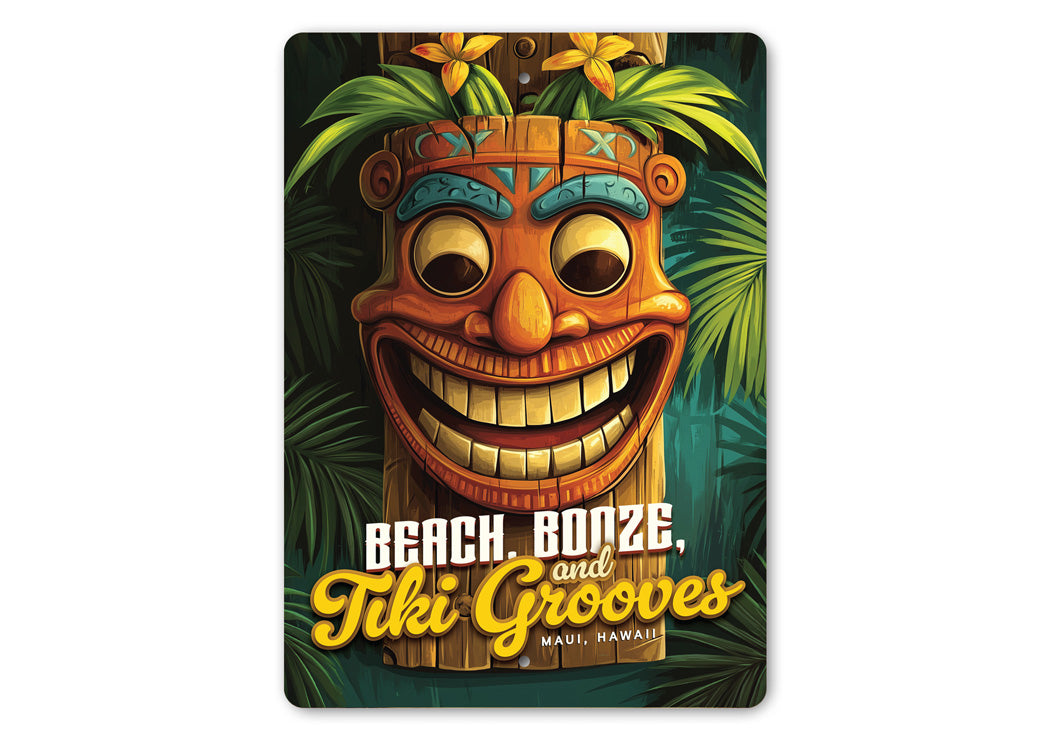 Tiki Grooves Maui Hawaii Novelty Sign
